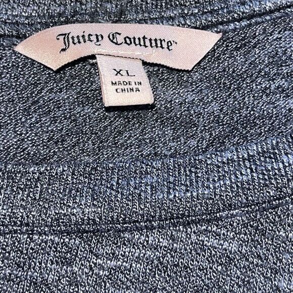 Juicy Couture Sweater Women’s Size XL Blue Heathered Long Sleeve Twist Front EUC - Picture 2 of 5